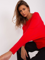 Hurt Czerwony sweter oversize o kroju nietoperza