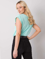 Miętowy t-shirt z nadrukiem Malibu