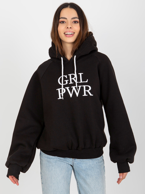 Hurt Czarna ocieplana bluza z kapturem i napisem Debby