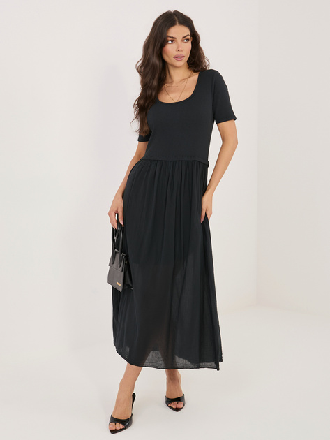 Czarna rozkloszowana sukienka z bawełny