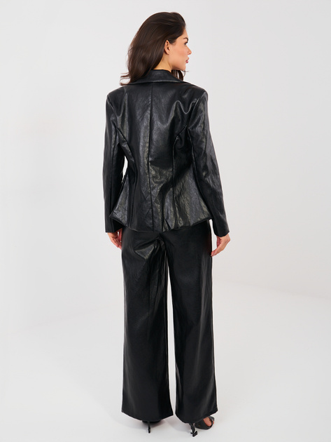 Czarne skórzane spodnie z szeroką nogawką