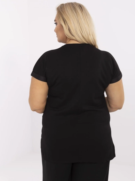 Czarna bluzka plus size z krótkim rękawem