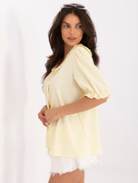 Jasnożółta letnia koszula z rękawem 3/4