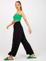 Hurtownia Czarne spodnie z materiału z szeroką nogawką SUBLEVEL