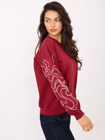 Bordowa damska bluza bez kaptura