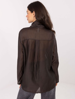 Czekoladowa rozpinana koszula z wiązaniem