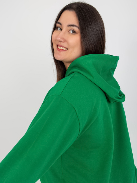 Hurt Zielona bawełniana bluza plus size z napisem