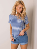 Biało-niebieski t-shirt Gina RUE PARIS