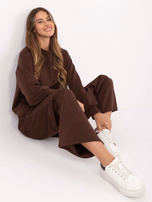 Brązowy damski komplet basic ze spodniami 