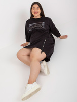 Hurt Czarna sukienka plus size z aplikacją z dżetów