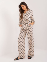 Hurt Jasnobeżowy damski komplet letni z koszulą