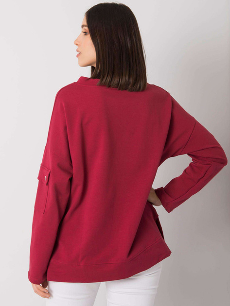 Bordowa bluzka plus size z kieszenią na rękawie Lunnara