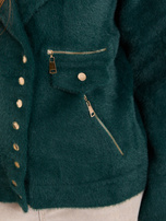 Hurt Dunkelgrüne Alpakajacke mit Reißverschlüssen.