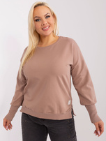 Hurt Ciemnobeżowa bluzka plus size z rozcięciami 