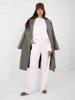 Ecru welurowy komplet z bluzą bez kaptura 