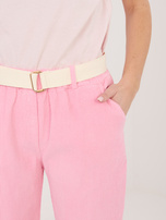 Różowe damskie spodnie cigarette z sztruksu 