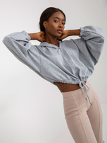 Hurt Szara melanżowa krotka bluza basic ze ściągaczem RUE PARIS