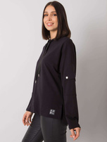 Czarna bluzka plus size z kieszenią na rękawie Lunnara