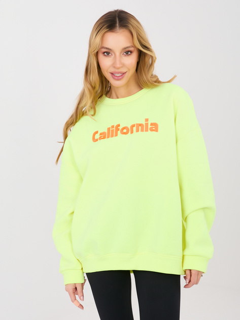 Fluo żółta damska bluza oversize z ociepleniem