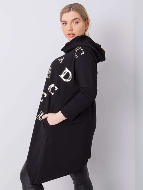 Czarna bluza plus size z kapturem Aina