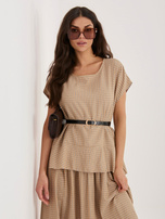 Camelowa rozkloszowana spódnica na lato