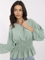 Pistacjowa bluzka ze ściągaczem w talii SUBLEVEL