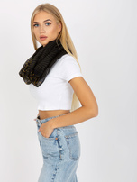 Czarno-khaki chusta komin z motywem 