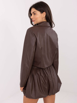 Brązowa spódnica bombka z ekoskóry