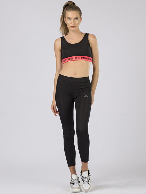 TOMMY LIFE Czarny sportowy top