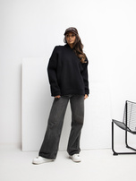 Czarna ocieplana bluza basic z kapturem RUE PARIS