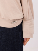 Beżowa casualowa bluzka z długim rękawem