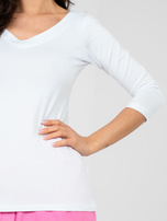 Biała bluzka basic z dekoltem na plecach RUE PARIS 