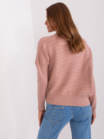 Hurt Brudnoróżowy sweter asymetryczny z warkoczami