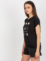 Hurt Czarna bluzka bawełniana z nadrukiem RUE PARIS