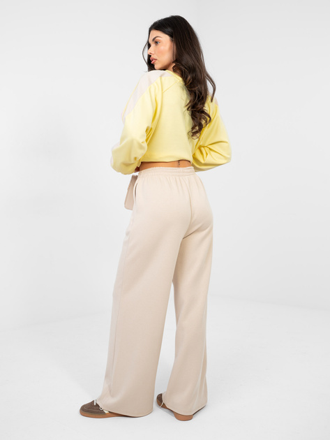 Beżowe szerokie spodnie bez zapięcia RUE PARIS