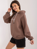 Hurtownia Brązowa ocieplana bluza z kapturem