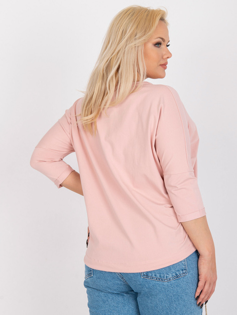 Brudnoróżowa bawełniana bluzka plus size do pracy