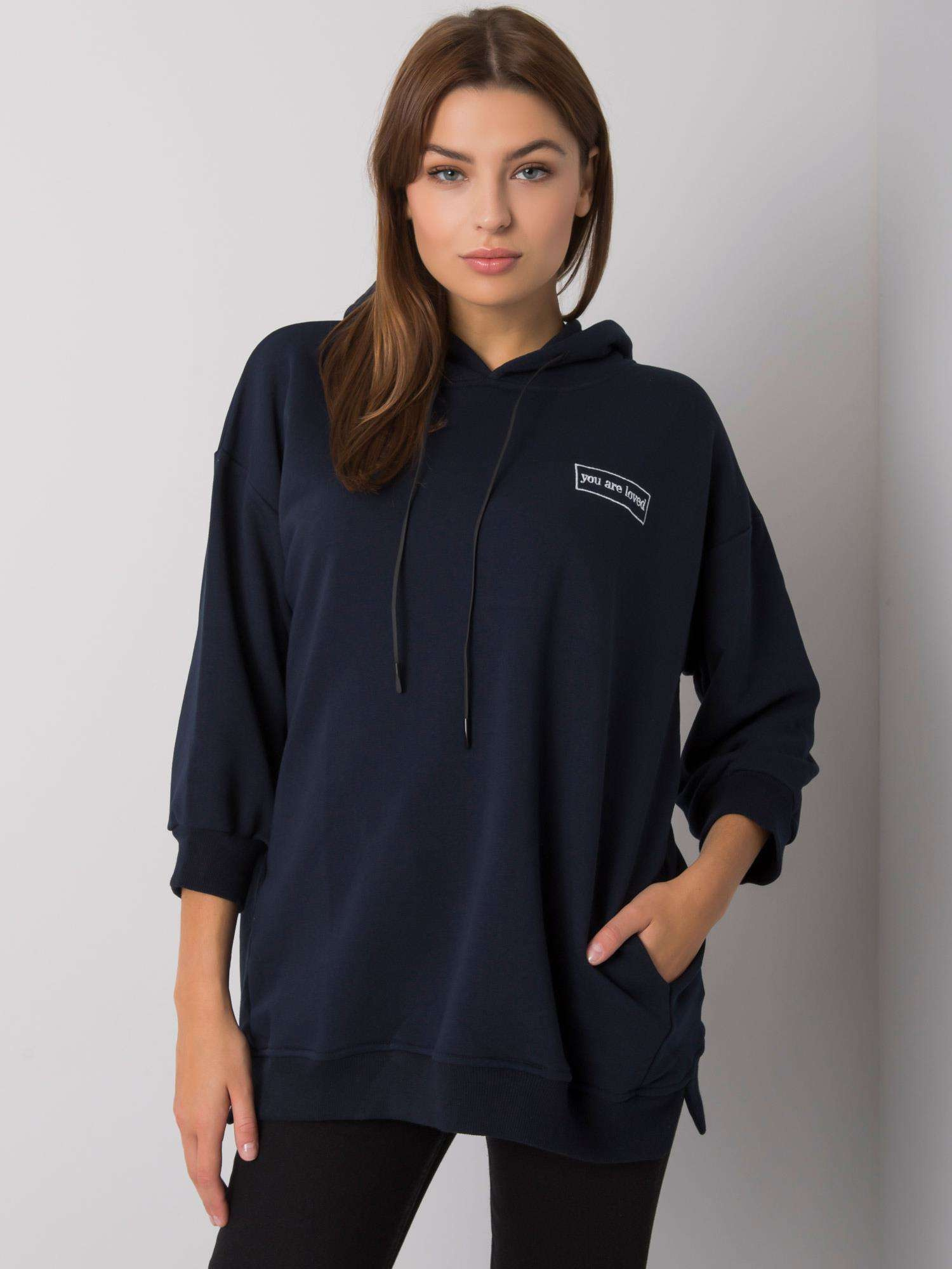 Granatowa bluza z kieszeniami Leora