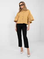 Camelowa jeansowa kurtka z kołnierzykiem RUE PARIS 