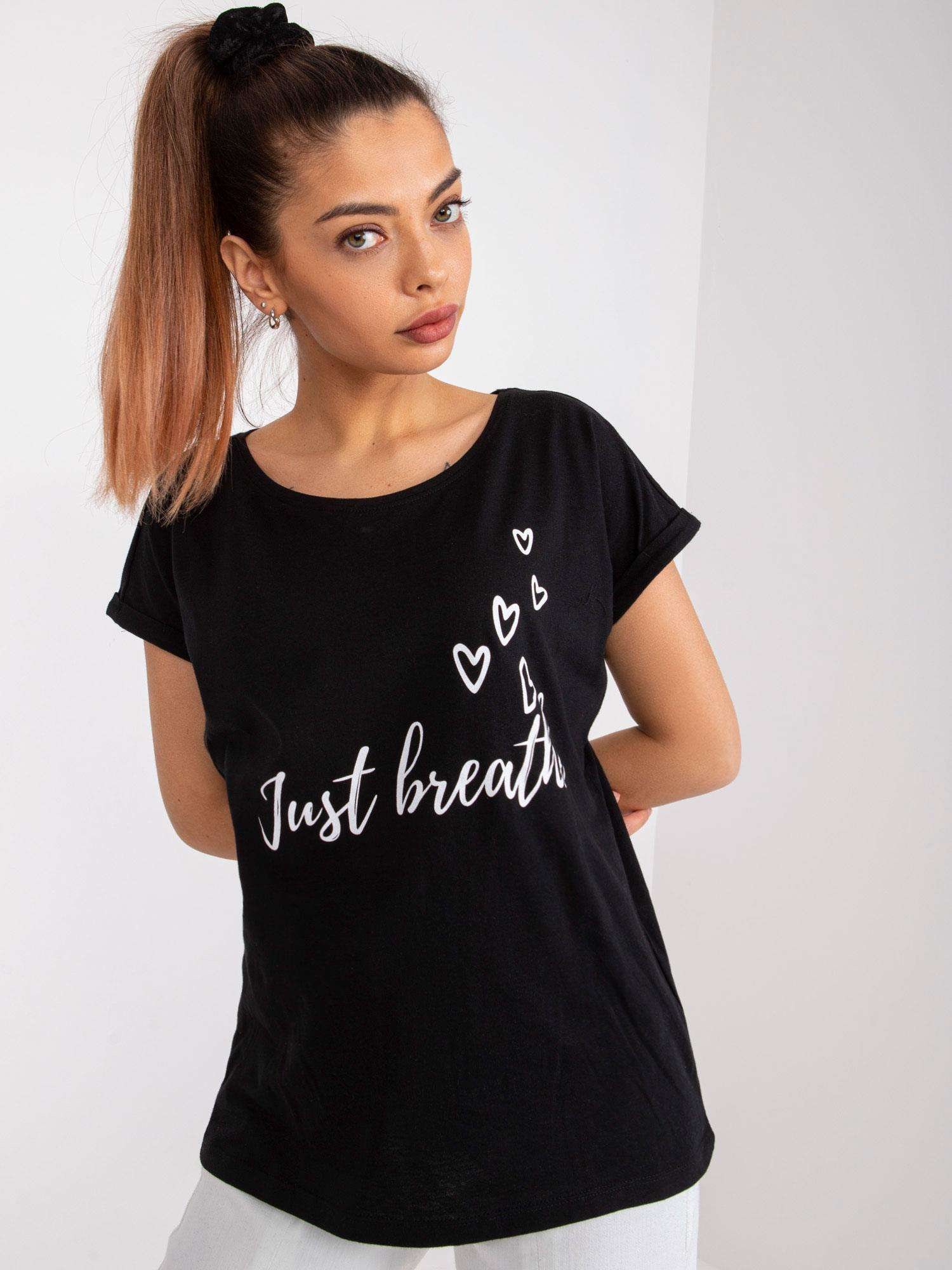 Schwarzes T-Shirt mit Druck aus Baumwolle Pola MAYFLIES.