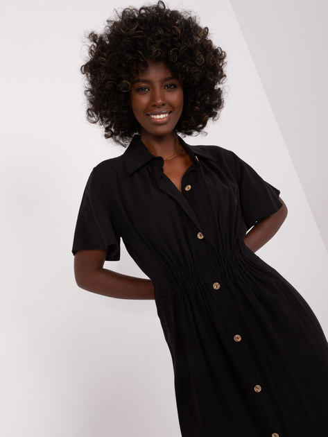 Hurt Czarna sukienka szmizjerka midi ZULUNA