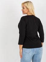 Hurt Czarna damska bluzka plus size z napisem i dżetami