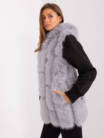 Hurt Szara rozpinana kamizelka z ekologicznego futra