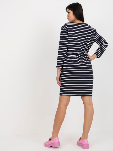 Hurt Granatowo-biała sukienka basic w paski RUE PARIS