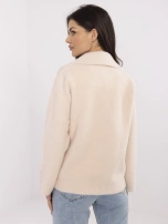 Jasnobeżowa kurtka alpaka z kieszeniami