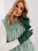 Tamsiai žalia moteriškos šiltos pirštinės.