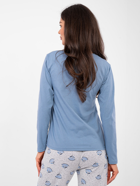 Brudnoniebieska dwuczęściowa piżama z nadrukiem