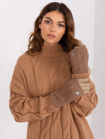 Hurt Ciemnobeżowe gładkie rękawiczki z dzianinowym ociepleniem