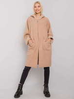 Beżowy płaszcz z kapturem Serah OCH BELLA