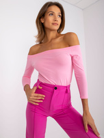 Jasnoróżowa damska bluzka bawełniana basic Blink